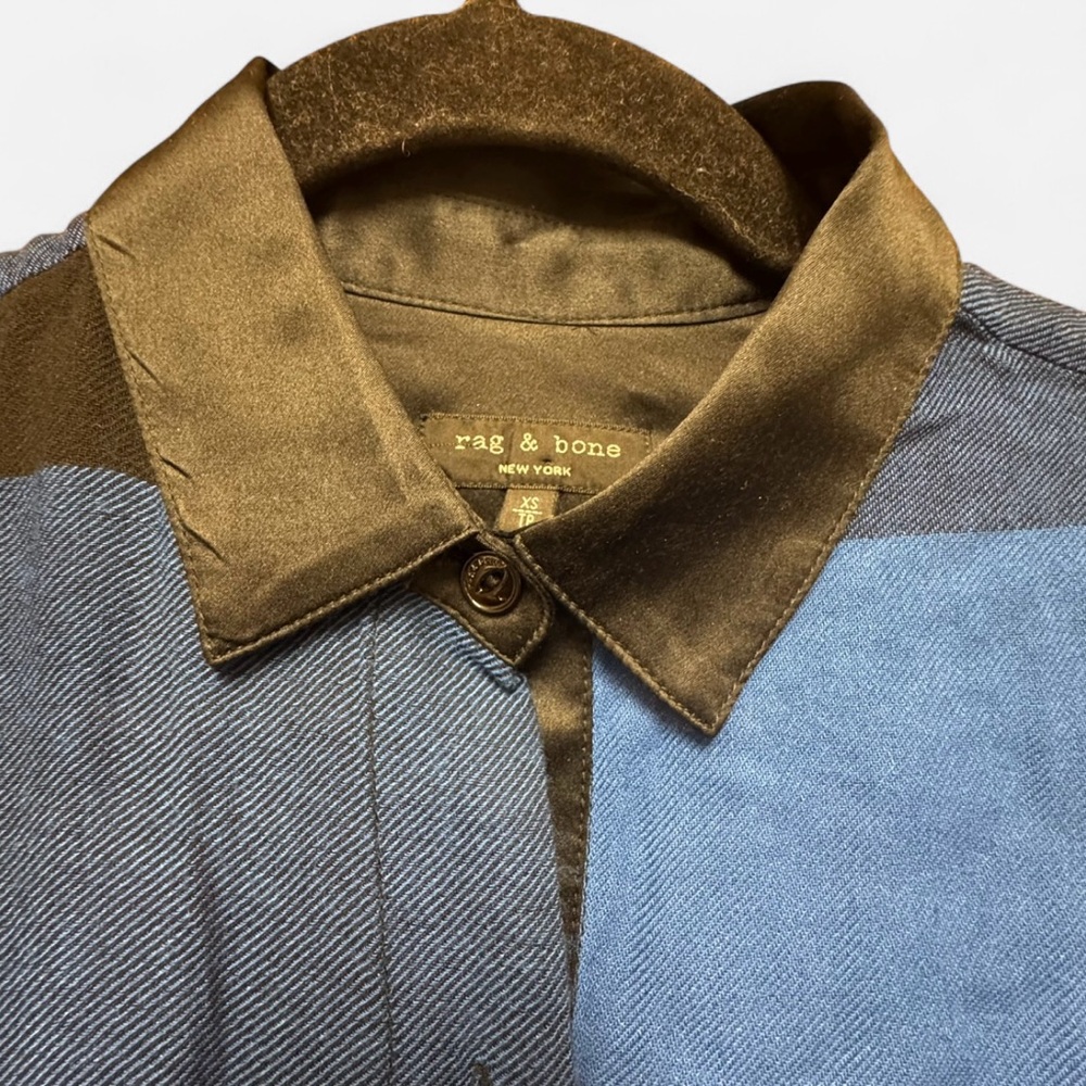 rag & bone Blue and Black Plaid Button Up with Silk Cuffs/Collar - Picture 5 of 8